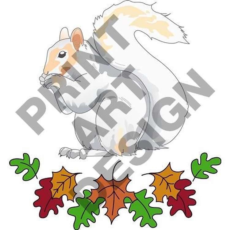 SQUIRREL AND FALL LEAVES