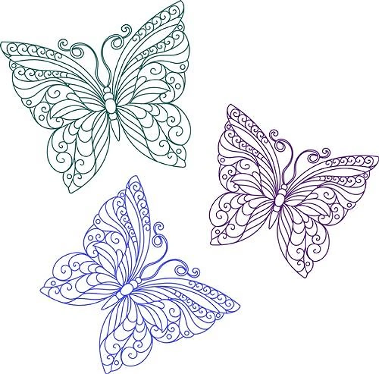 THREE BUTTERFLY OUTLINES