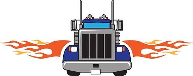SEMI TRUCK WITH FLAMES