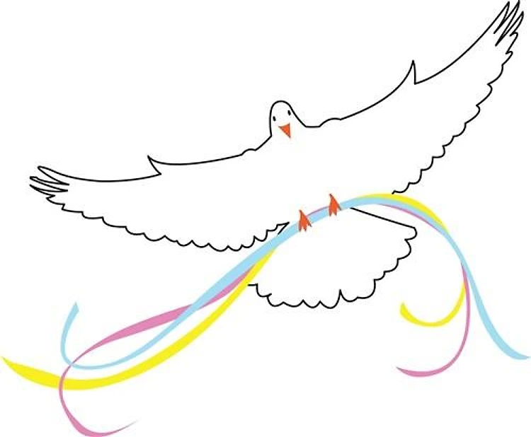 DOVE WITH RIBBONS