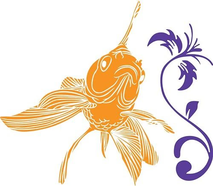 GOLDFISH AND FLOWER