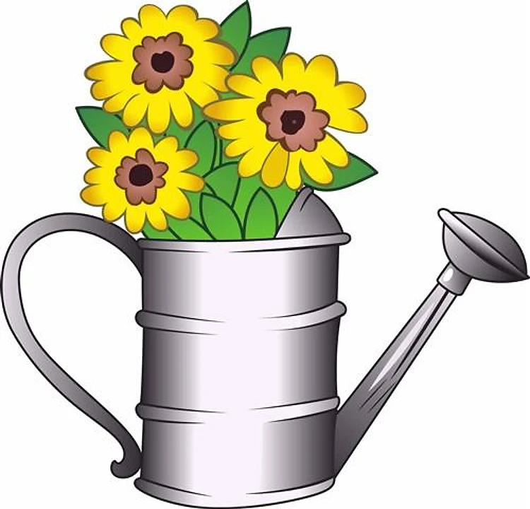 FLOWERS IN WATERING CAN