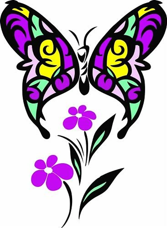 BUTTERFLY AND FLOWERS