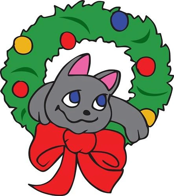 CAT IN CHRISTMAS WREATH