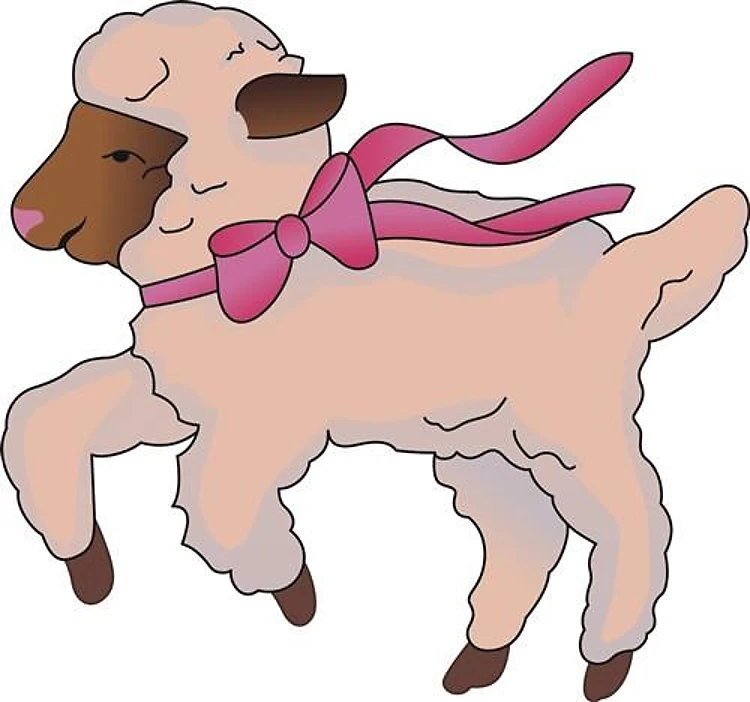 Sheep with Pink Ribbon