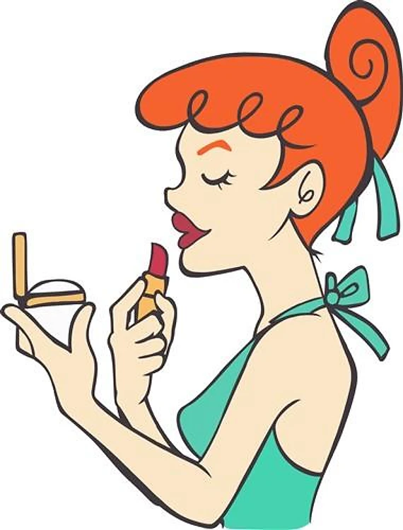 WOMAN APPLYING LIPSTICK
