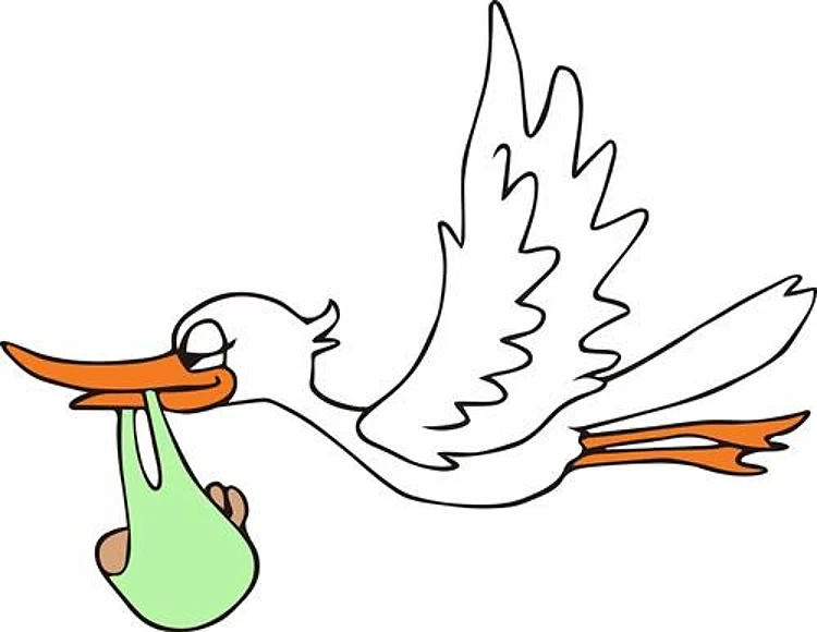 STORK WITH BABY