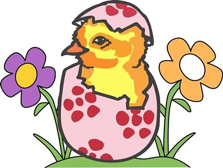 EASTER CHICK IN FLOWERS