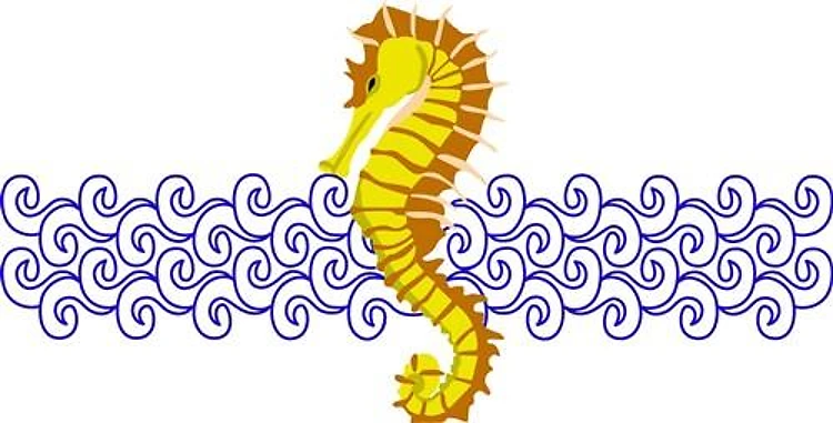 SEAHORSE AND WAVES