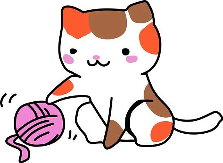 Calico Kitten With Yarn