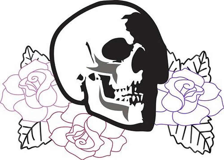 Skull Applique With Roses