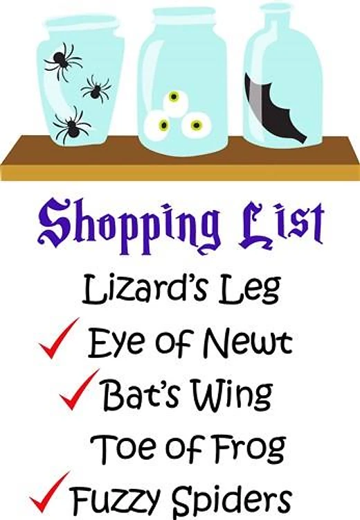 WITCHS SHOPPING LIST