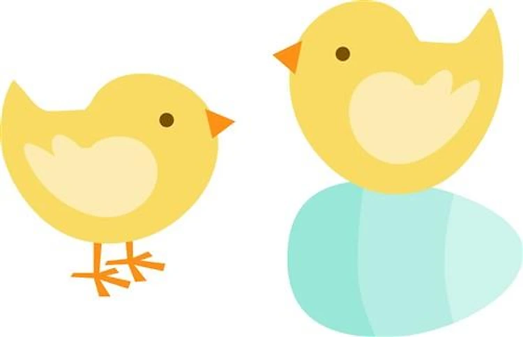 CHICKS AND EASTER EGG