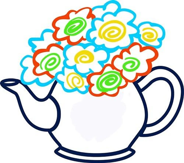 OPEN FLORAL TEAPOT