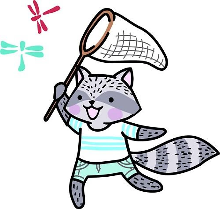 Raccoon Chasing Bugs