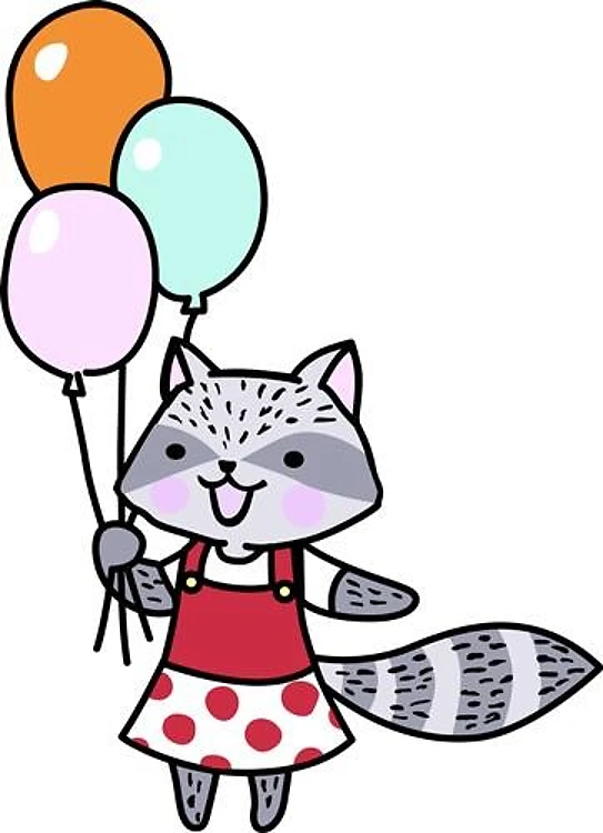 Raccoon With Balloons