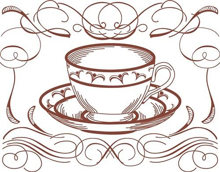Redwork Tea Cup