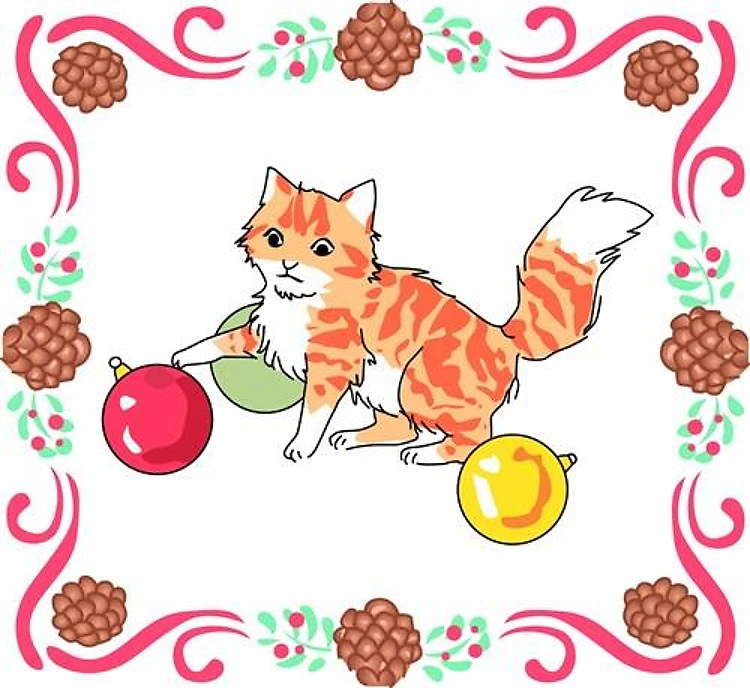 Christmas Kitten Square