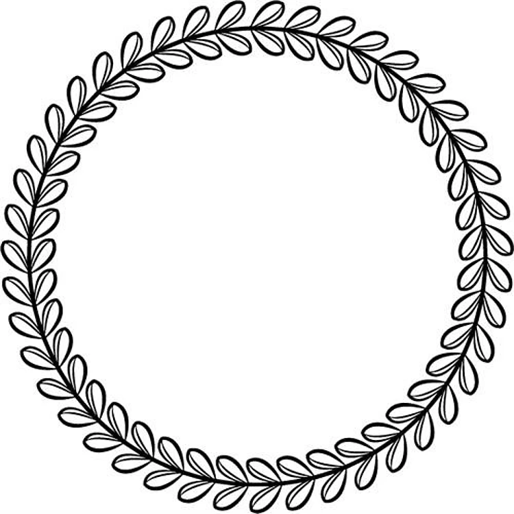 Outlined Leafy Wreath
