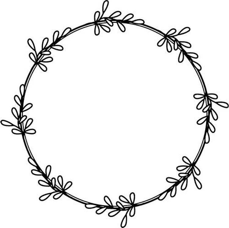 Outline Leaves Monogram Frame