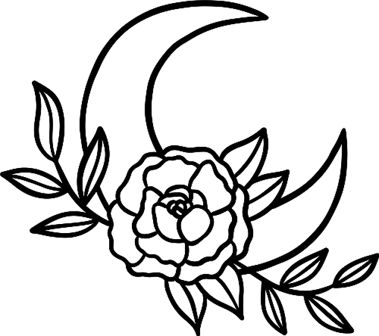 Moon & Rose Outline