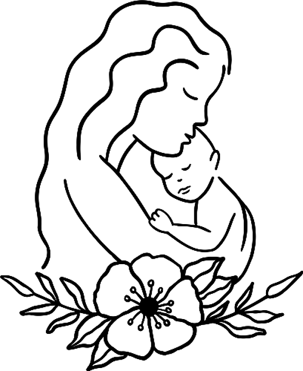Woman & Child Outline