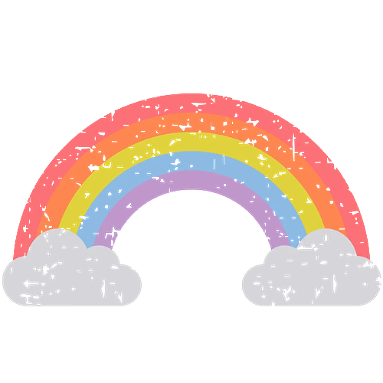 Distressed Rainbow & Clouds
