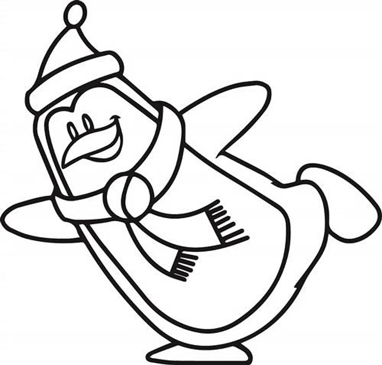 Winter Penguin Outline