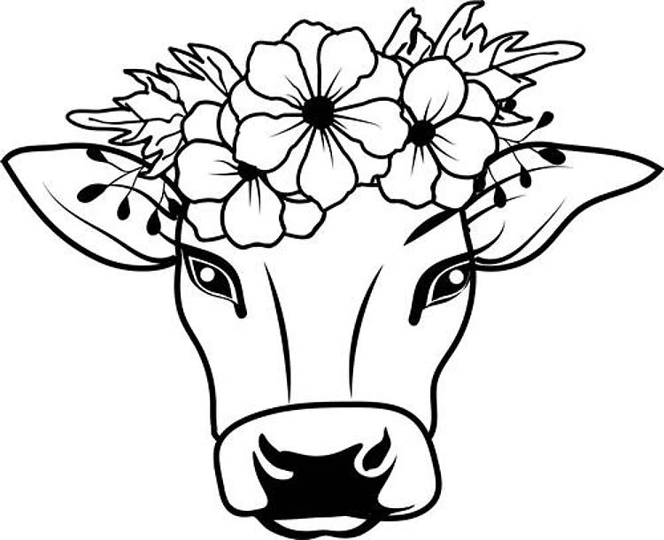 Cow With Flowers