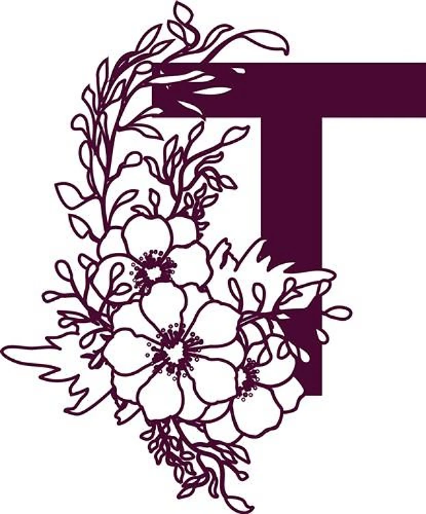 Floral Alphabet Letter T