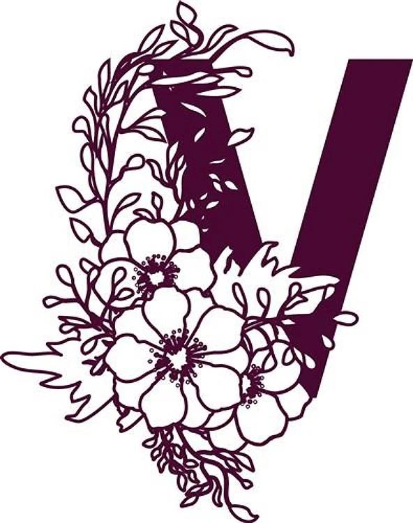 Floral Alphabet Letter V