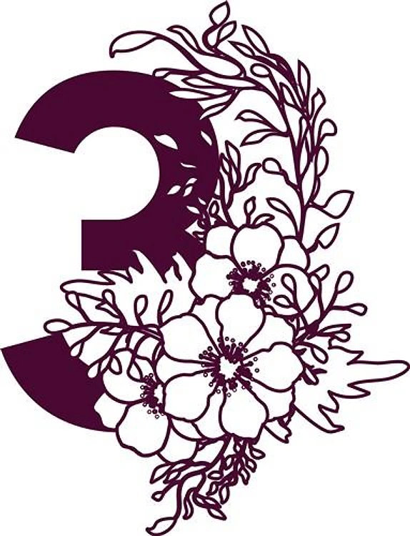 Floral Alphabet Number 3