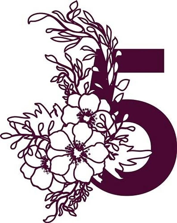 Floral Alphabet Number 5