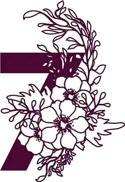 Floral Alphabet Number 7