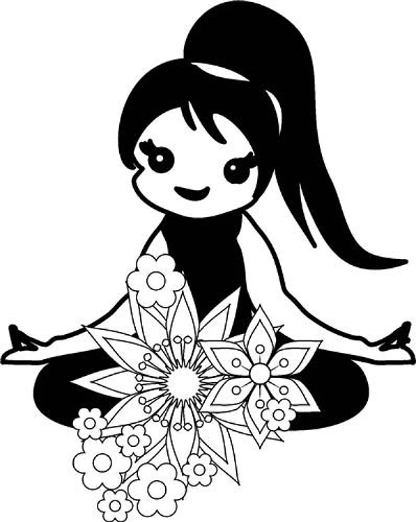 Floral Yoga Girl Meditating