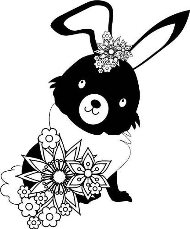 Sweet Easter Bunny & Flowers