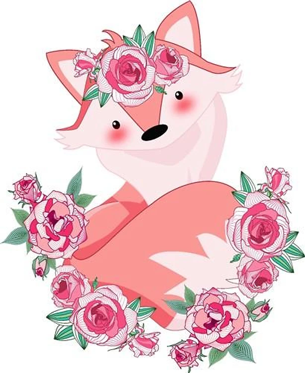 Kawaii Fox & Roses