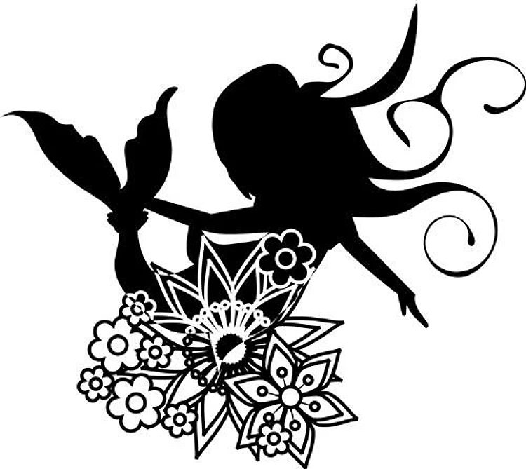 Mermaid Silhouette & Flowers