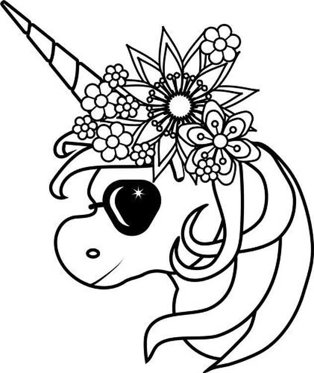 Floral Unicorn With Sunglasses
