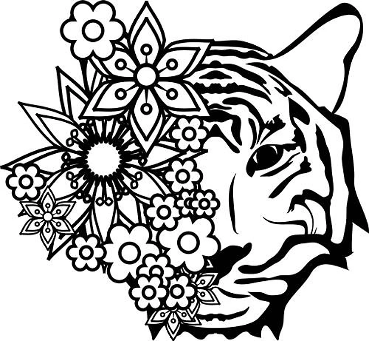 Flowers with Tiger Head