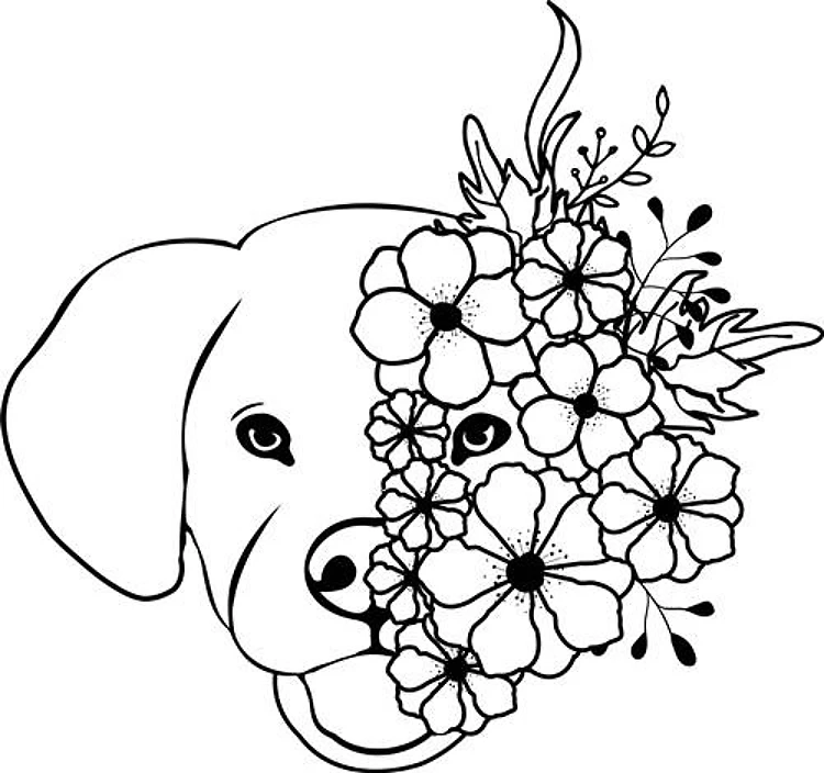 Labrador Puppy With Flowers