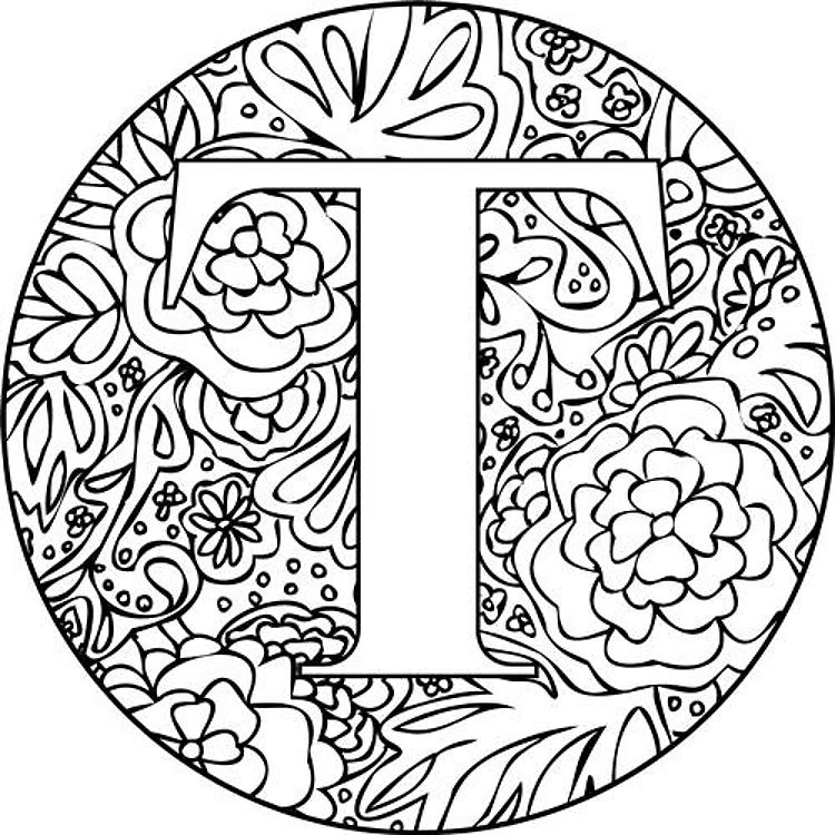 Mandala Monogram Letter T