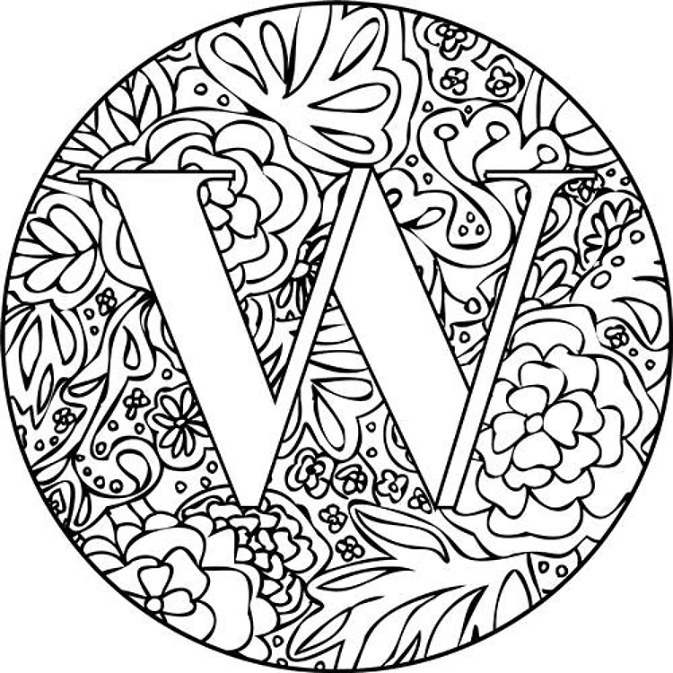 Mandala Monogram Letter W