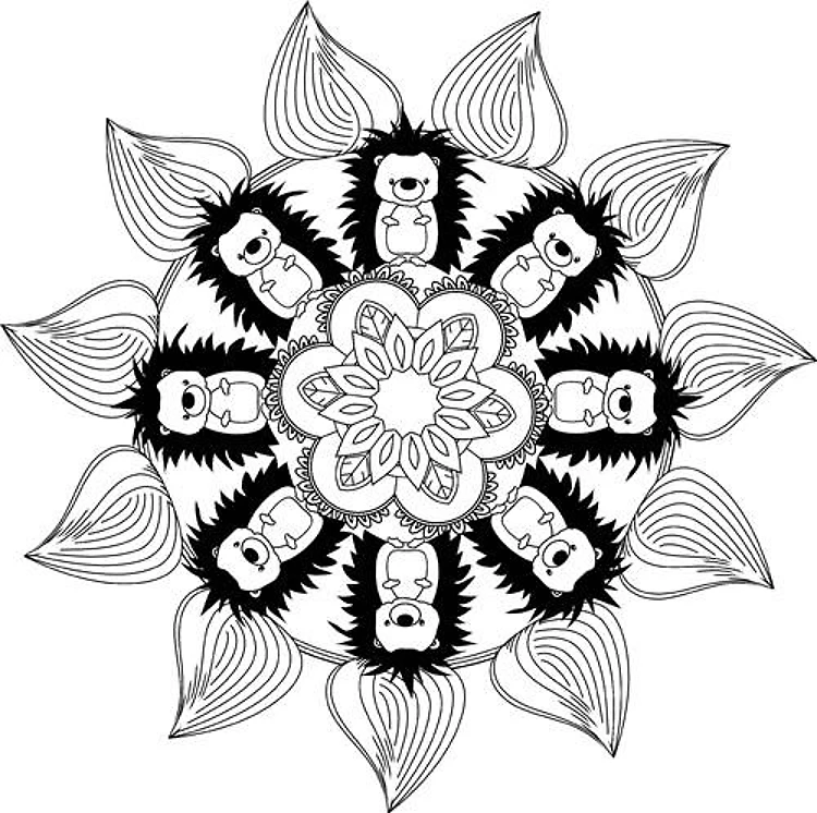 Sunflower & Hedgehog Mandala