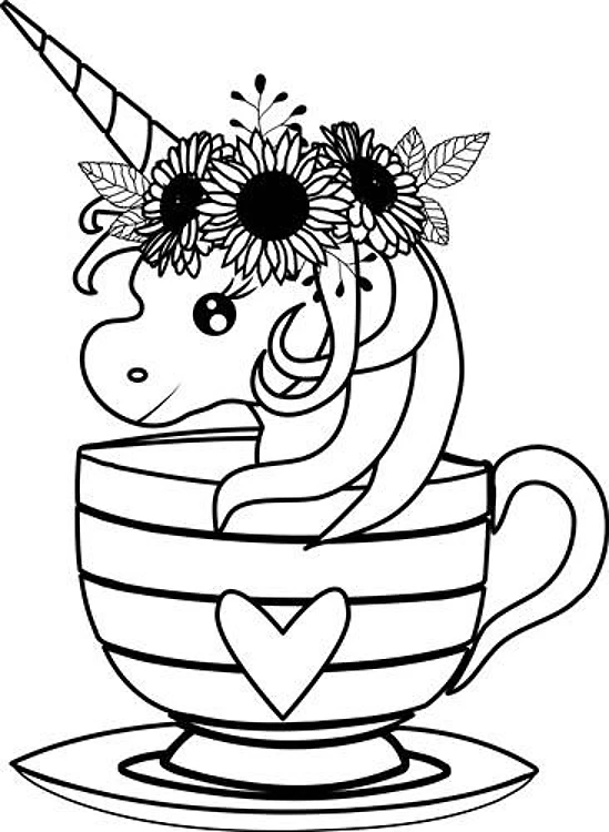 Floral Unicorn & Cup
