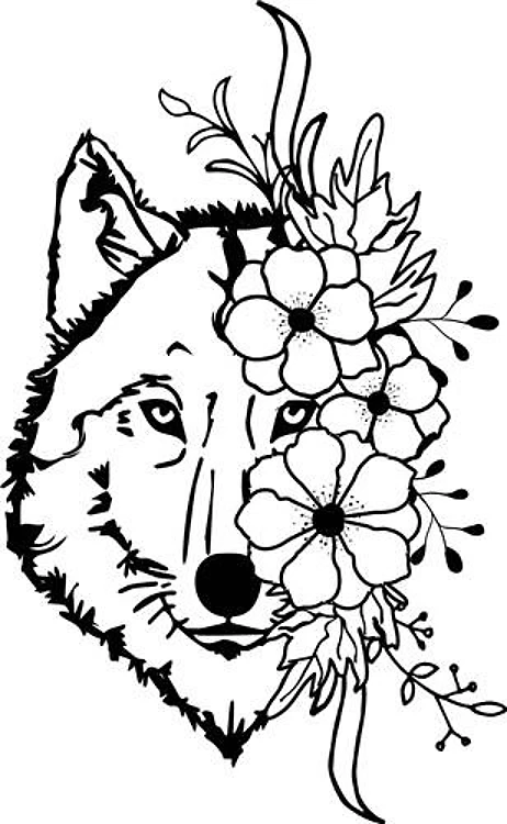 Wolf With Flowers
