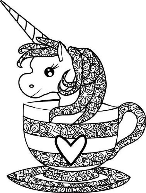 Zentangle Unicorn In A Cup