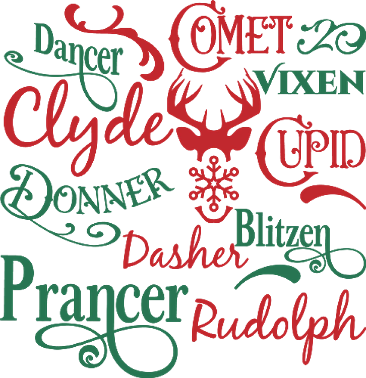 10 Reindeer Names Svg Bundle 10