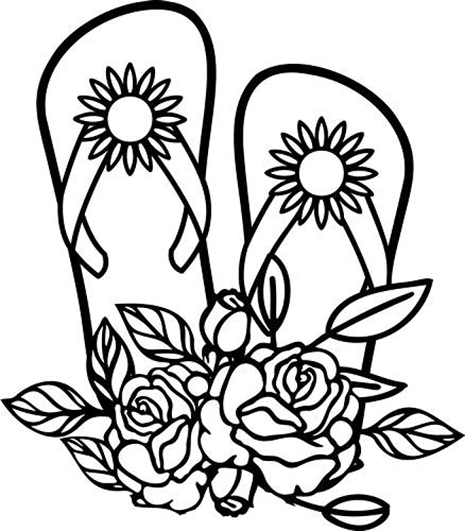 floral flip flops svg cut file