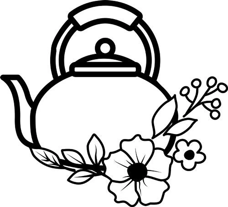 floral tea pot svg file